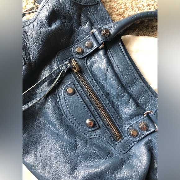 Authentic Balenciaga Small City bag - blue with silver hardware - Picture 3 of 13